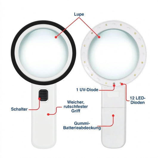 30-fache Lupe mit LED-Licht – 60 mm Linse für präzise Detailbetrachtung