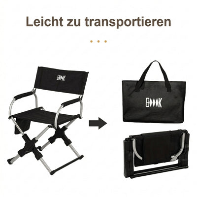 Angelstuhl klappbar aus Aluminium mit Rückenlehne – leicht, belastbar bis 100 kg, integrierte Tasche