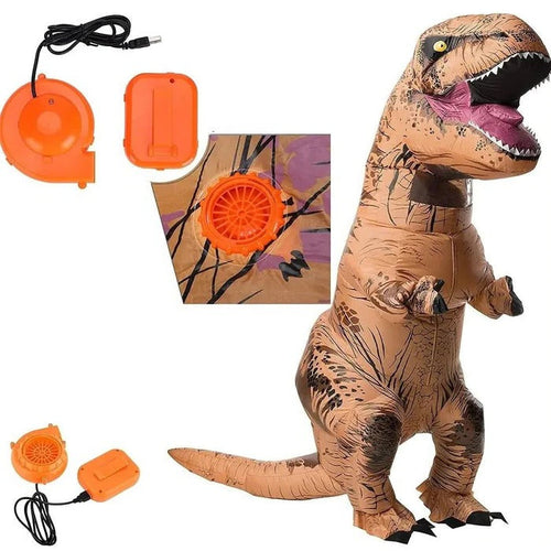 Aufblasbares T-Rex Kostüm für Halloween und Karneval – Ganzkörper-Dinosaurier mit Ventilator