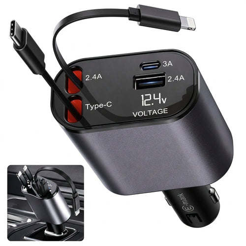 Autoladegerät 120 W mit Schnellladung – 2 USB-Anschlüsse für 12-24 V, 180° drehbar