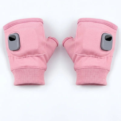 Beheizbare, fingerlose Damen-Handschuhe in Rosa mit USB-Anschluss und drei Heizstufen für den Winter.