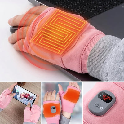 Beheizbare fingerlose Damen-Handschuhe mit USB-Ladung und Temperaturanzeige für den Winter