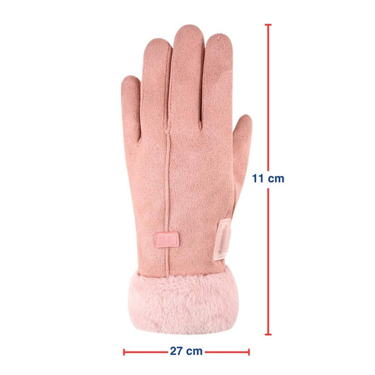 Beheizbare Winterhandschuhe für Damen mit Maßangaben zur Länge und Breite.