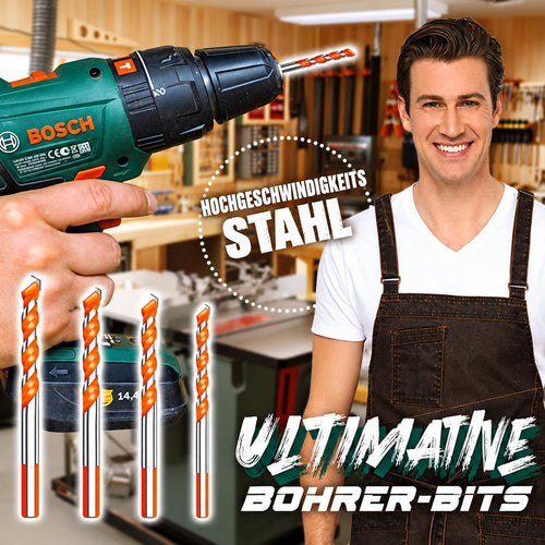 Bohrerset 6-12 mm – Hartmetallbohrer mit W-förmigem Nuten für Stahl, Beton, Holz, Fliesen