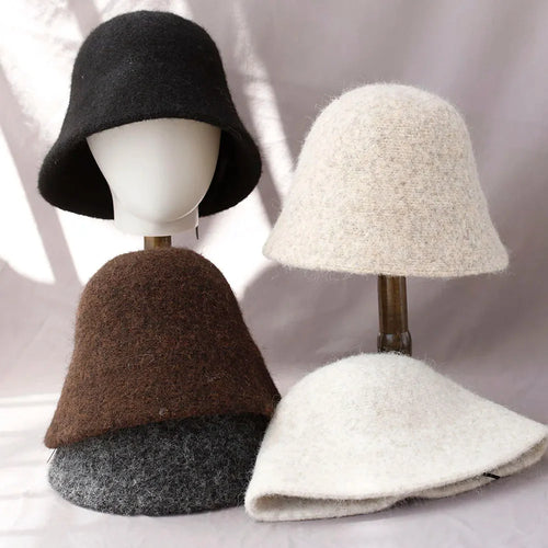 Wintermütze für Damen – Faltbare Wollmütze im Fischerhut-Design für kalte Tage