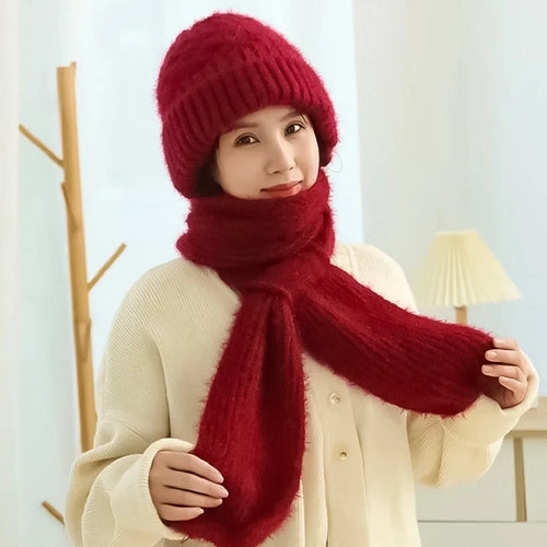 Wintermütze für Damen mit Ohrenschutz und Schal – winddicht, warm bis −15 °C