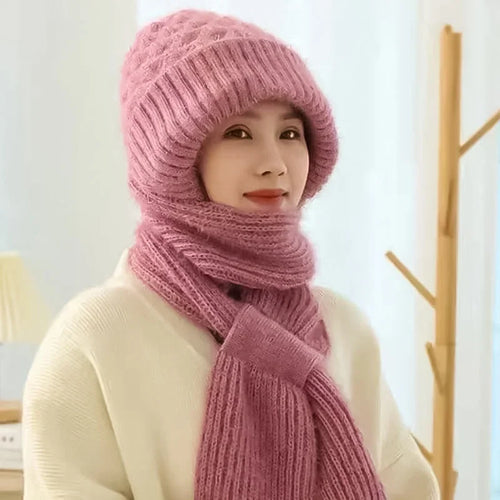 Wintermütze für Damen mit Ohrenschutz und Schal – winddicht, warm bis −15 °C