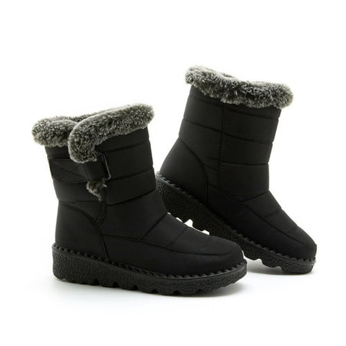 Wasserdichte Schneestiefel für Damen mit warmem Fellfutter – rutschfeste Gummisohle für den Winter