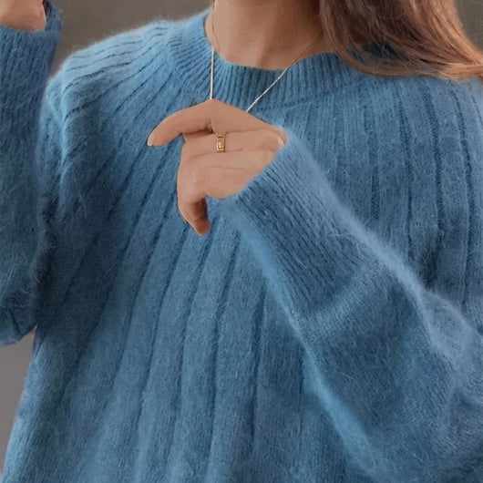 Damenpullover aus 100% Kaschmir – Warmer, langer Strickpullover mit lockerer Passform