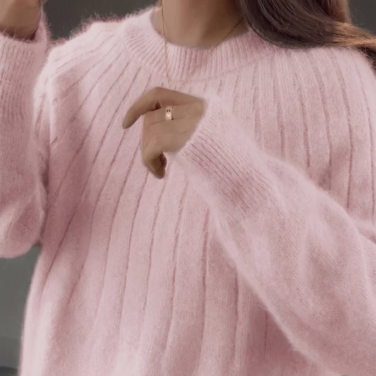 Damenpullover aus 100% Kaschmir – Warmer, langer Strickpullover mit lockerer Passform