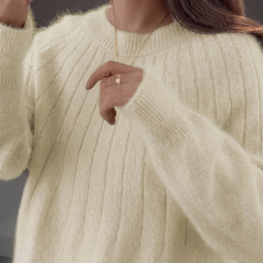 Damenpullover aus 100% Kaschmir – Warmer, langer Strickpullover mit lockerer Passform
