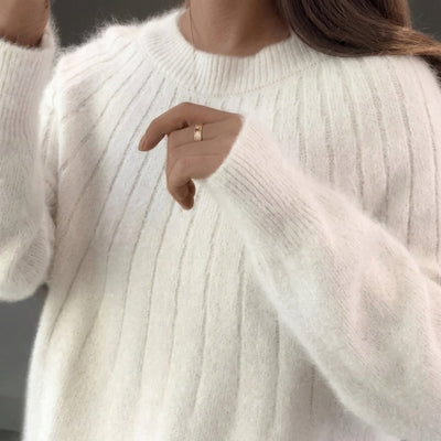 Damenpullover aus 100% Kaschmir – Warmer, langer Strickpullover mit lockerer Passform