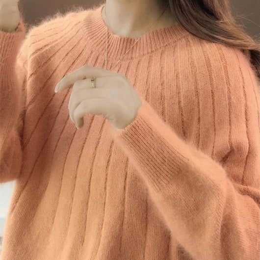 Damenpullover aus 100% Kaschmir – Warmer, langer Strickpullover mit lockerer Passform