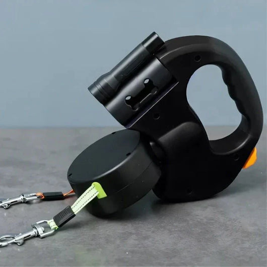 Doppelte Hundeleine mit 360°-Drehgelenk und LED-Licht – Automatische Verlängerung bis 3 Meter 0