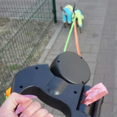 Doppelte Hundeleine mit 360°-Drehgelenk und LED-Licht – Automatische Verlängerung bis 3 Meter 2