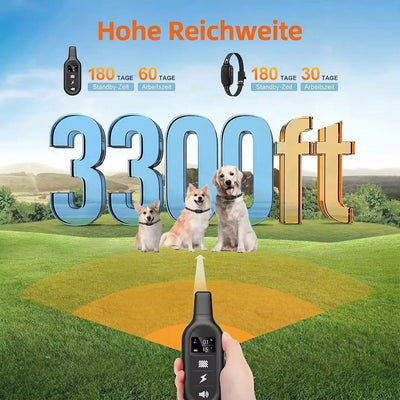 Elektrisches Hundehalsband mit Fernbedienung – Wasserdicht, 1000 m Reichweite, 16 Stufen