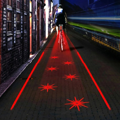 Fahrradlicht LED mit Laserprojektion – Rücklicht für sichere Nachtfahrten, wiederaufladbar