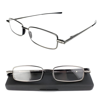 Faltbare Lesebrille für Damen mit leichtem, flexiblem Edelstahlrahmen, ideal für unterwegs.