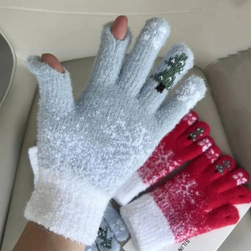 Fingerlose Strickhandschuhe für Damen mit Fleecefutter – Wandelbar zu Fäustlingen für kalte Tage