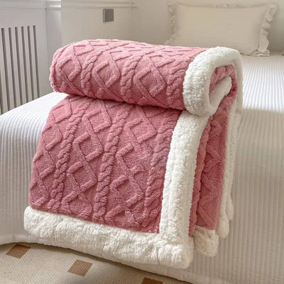 Fleecedecke doppelseitig mit 3D-Jacquardmuster – kuscheldecke flauschig für Sofa und Bett 13