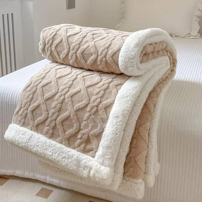 Fleecedecke doppelseitig mit 3D-Jacquardmuster – kuscheldecke flauschig für Sofa und Bett 2