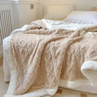 Fleecedecke doppelseitig mit 3D-Jacquardmuster – kuscheldecke flauschig für Sofa und Bett 4
