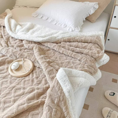 Fleecedecke doppelseitig mit 3D-Jacquardmuster – kuscheldecke flauschig für Sofa und Bett 5