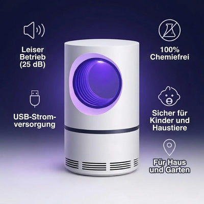 Fliegenfalle elektrisch mit UV-Lampe – Leise, wasserdicht für Innen und Außen, chemiefrei