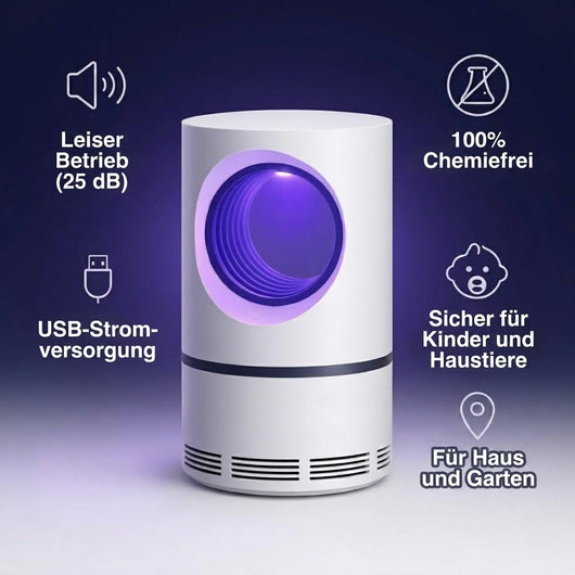 Fliegenfalle elektrisch mit UV-Lampe – Leise, wasserdicht für Innen und Außen, chemiefrei