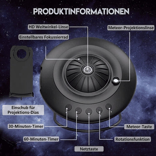 Galaxieprojektor für Kinderzimmer - Einstellbare Farben und Helligkeit mit Planetarium-Effekt