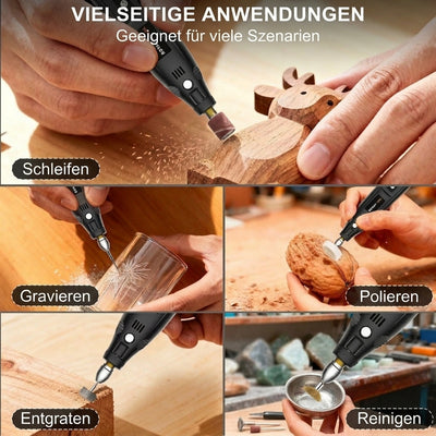 Gravierstift kabellos 35 W – 3 Geschwindigkeitsstufen für Holz, Metall und Kunststoff