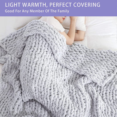 Grob gestrickte Kuscheldecke 100x150 cm – Weich und warm für Couch und Bett 7