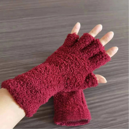 Halbfinger-Winterhandschuhe gestrickt – Warm mit Fleecefutter für Touchscreen-Nutzung 0
