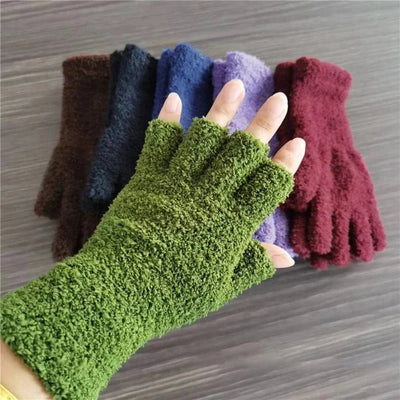 Halbfinger-Winterhandschuhe gestrickt – Warm mit Fleecefutter für Touchscreen-Nutzung 1