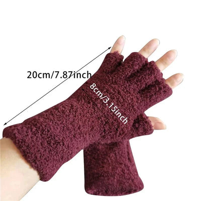 Halbfinger-Winterhandschuhe gestrickt – Warm mit Fleecefutter für Touchscreen-Nutzung 4