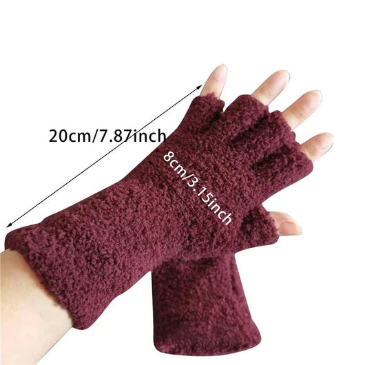 Halbfinger-Winterhandschuhe gestrickt – Warm mit Fleecefutter für Touchscreen-Nutzung 4