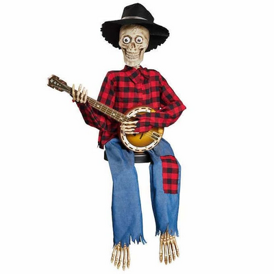 Halloween Deko Animierte Banjo-Skelette mit Bewegungs- und Geräuschsensor für Gruselige Dekoration 1