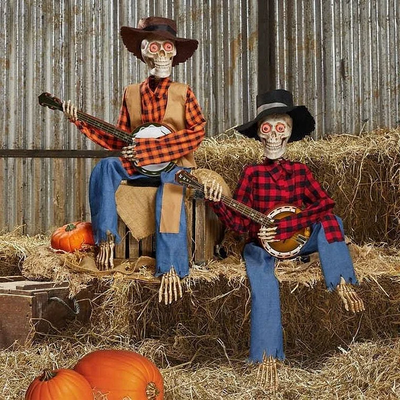 Halloween Deko Animierte Banjo-Skelette mit Bewegungs- und Geräuschsensor für Gruselige Dekoration 5