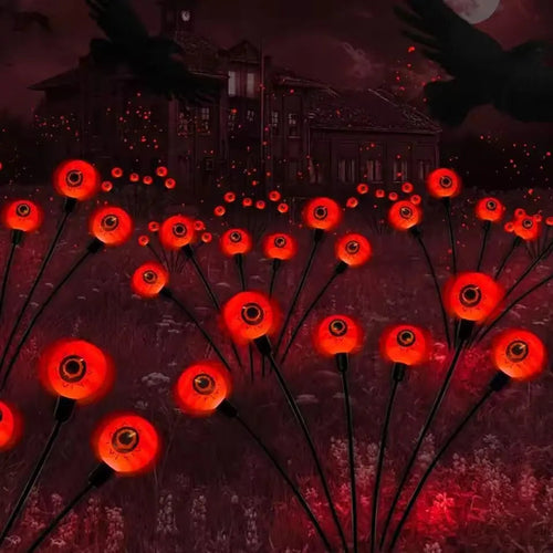 Halloween Gartenlichter mit Augäpfeln – 6 Solarlichter, wetterfest für gruselige Dekoration