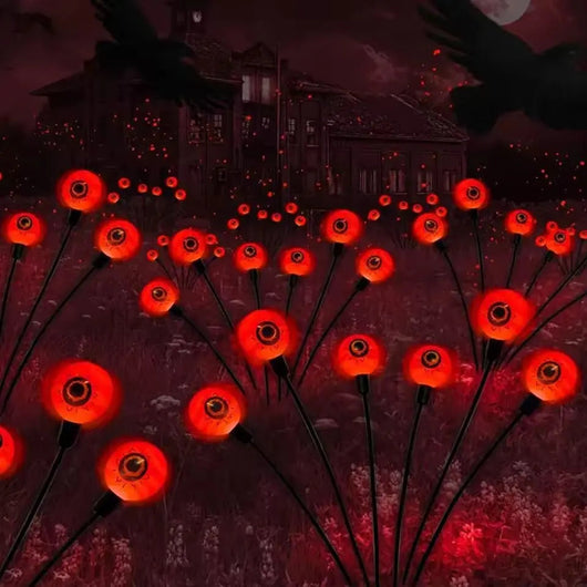Halloween Gartenlichter mit Augäpfeln – 6 Solarlichter, wetterfest für gruselige Dekoration 1