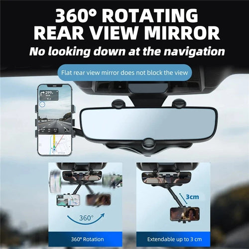 Handyhalterung für den Auto-Rückspiegel – 360° drehbar, für Smartphones von 4 bis 7 Zoll