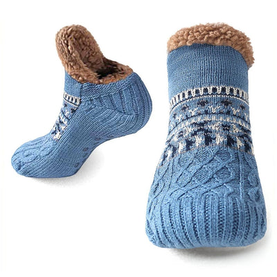 Haussocken mit Fleecefutter und rutschfester Sohle – Warme Knöchelbedeckende Socken für den Winter 0