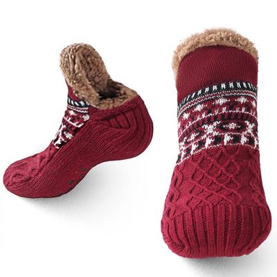 Haussocken mit Fleecefutter und rutschfester Sohle – Warme Knöchelbedeckende Socken für den Winter 1