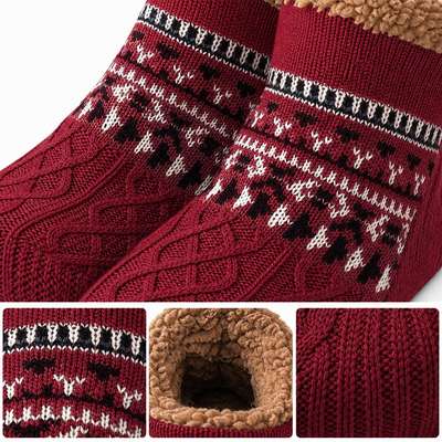 Haussocken mit Fleecefutter und rutschfester Sohle – Warme Knöchelbedeckende Socken für den Winter 2