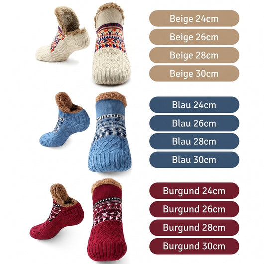 Haussocken mit Fleecefutter und rutschfester Sohle – warme Socken über den Knöchel für den Winter