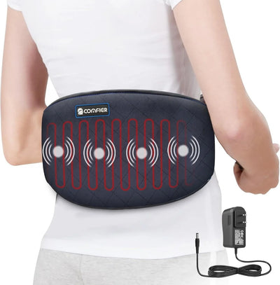 Heizgürtel mit Vibrationsmassage, verstellbar und mit schneller Erwärmung, getragen um die Taille.
