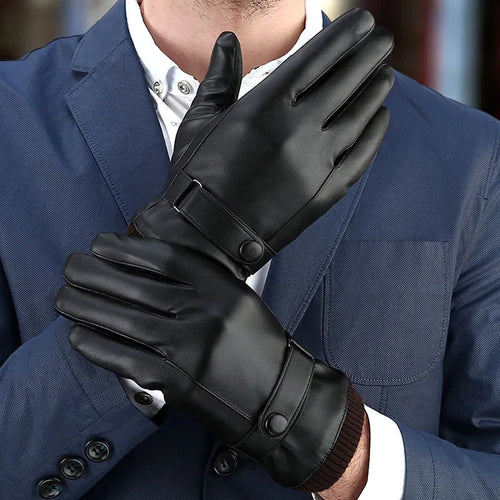Herren Lederhandschuhe zum Autofahren mit Touchscreen-Funktion – winddicht und warm für den Winter