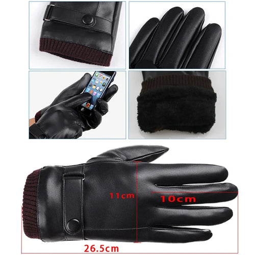 Herren Lederhandschuhe zum Autofahren mit Touchscreen-Funktion – winddicht und warm für den Winter