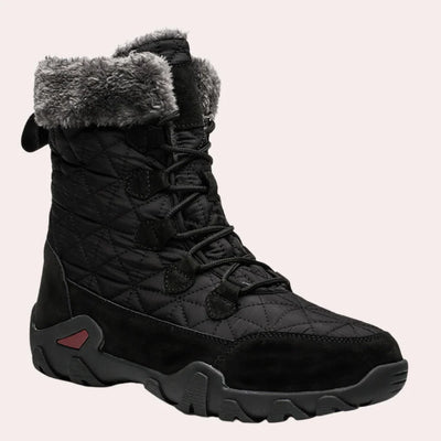 Schwarze Herren-Winterschuhe mit Warmfutter, robuster Sohle und gestepptem Obermaterial für kalte Tage
