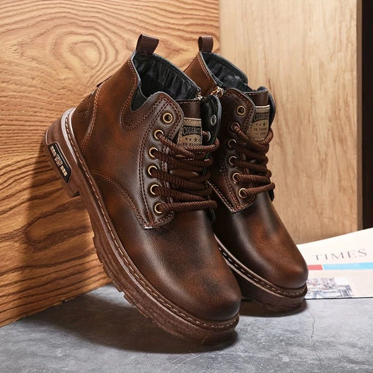 Herren Winterstiefel mit Reißverschluss – Hoher Schaft, Gepolsterte Sohle für Kalte Tage 1